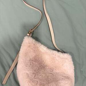 Cream faux fur crossbody bag
